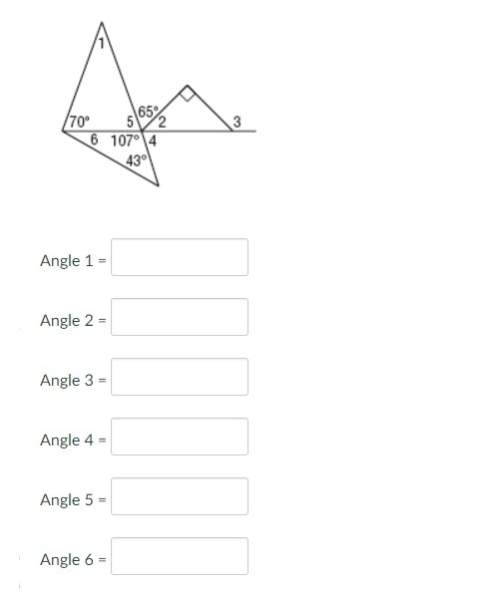 Find the measure of each angle in the figure. enter your answers as numbers. hint: you don't have t