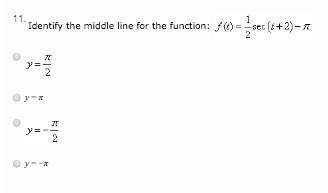 Identify the middle line for the function: f(t) =1/2sec(t+2)-pi