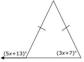 Asap! find the value of x (5x+13) (3x+7) a. 10 b. 15 c. 20 d. 25