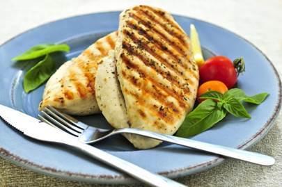 The image shows a meal of grilled chicken breast and fresh vegetables. what makes this meal unbalanc