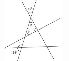 What are the measures of angles a, b, and c? show your work and explain your answers. 25 points