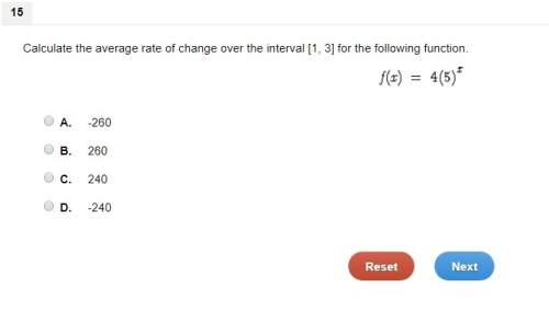 Calculate the average rate of change over the interval [1, 3] for the following function. f(x)=4(5)^