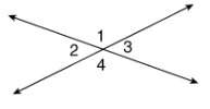 Which pair of angles are vertical angles? ∠1 and ∠4 ∠1 and ∠2 ∠2 and ∠4 ∠2 and ∠3