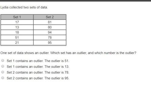 Lydia collected two sets of data one set of data shows an outlier. which set has an outlier, and whi