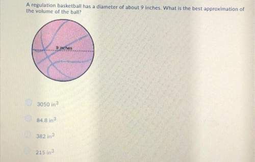 Aregulation basketball has a diameter of about 9 inches. what is the best approximation of the volum
