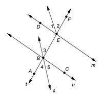 M∥n, m∠1 = 50°, m∠2 = 48°, and line s bisects ∠abc. what is m∠3?