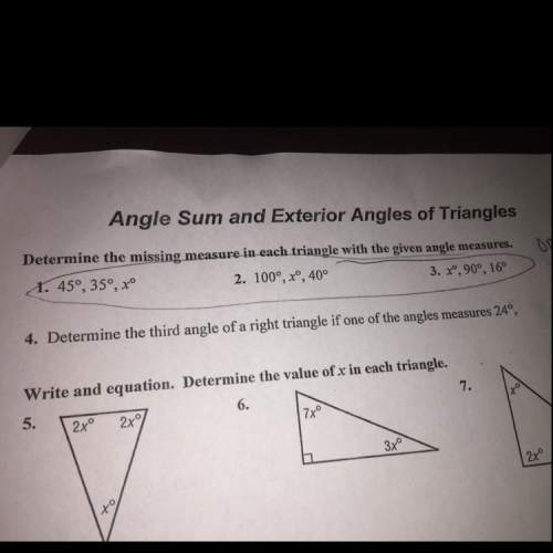 Determine the third angle of a right triangle if in of the angles measures 24°. i need .