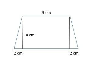 The trapezoid is composed of a rectangle and two triangles. what is the area of the rectangle? what