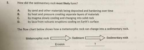 How did the sedimentary rock most likely form? (pick from the answer choices above )