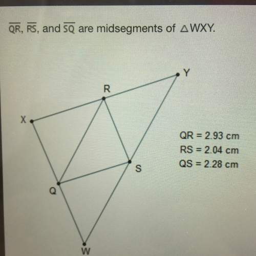 Line qr, line rs and line sq are midsegments of triangle wxy. the perimeter of wxy is cm.