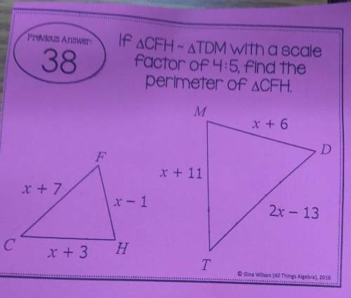 If triangle cfh is similar to triangle tdm with a scale factor of 4: 5 find the perimeter of cfh