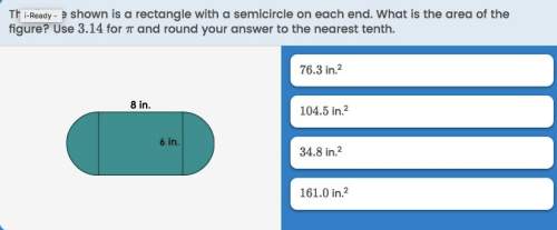 The figure shown is a rectangle with a semicircle on each end. what is the area of the figure? use