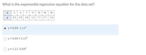 What is the exponential regression equation for the data set? will give best answer : ) options in