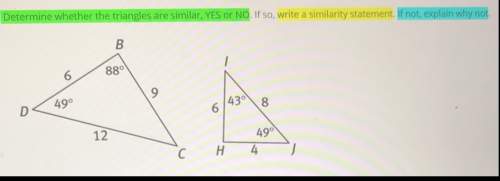 Are the triangles similar? if so what is the similarity statement?