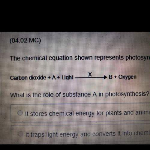 The chemical equation shown below represents photosynthesis. what is the role of substance a in phot