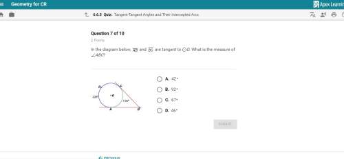 In the diagram below, ab and bc are tangent to o. what is the measure of
