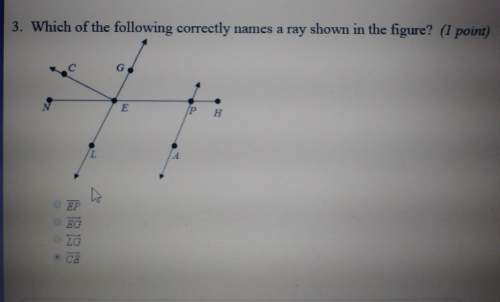 Which of the following correctly names a ray shown in the figure? my answer is d but i need it chec