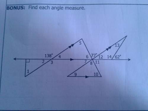 Find each angle measure.13 points + brainliestm&lt; 1: m&lt; 2: 42°m&lt; 3: 138°m&lt; 4: 42°m&lt;