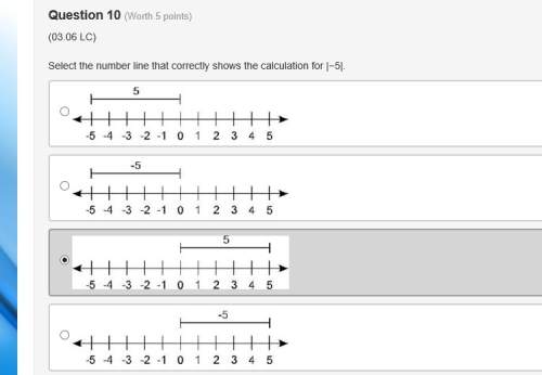 Select the number line that correctly shows the calculation for |−5|. me