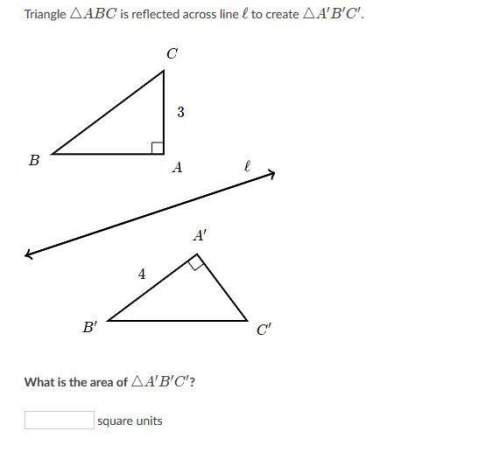 Triangle △abc\triangle abc△abc is reflected across line ℓ\ellℓ to create △a′b′c′\triangle a'b'c'△a′b