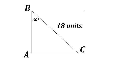 In the triangle below, angle b measures 60° and bc is 18. what is the length of ac