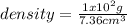 density=\frac{1x10^{2}g }{7.36 cm^{3} }