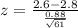 z = \frac{2.6-2.8}{\frac{0.88}{\sqrt{61}}}