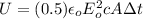 U = (0.5)\epsilon _{o}E_{o}^{2}cA\Delta t