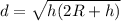 d=\sqrt{h(2R+h)}