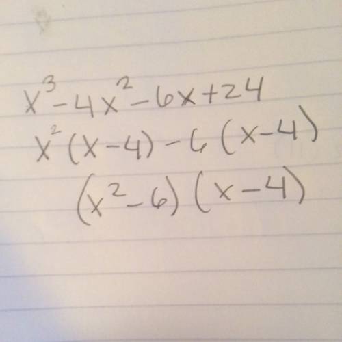 Factor the polynomial. x3 - 4x2 - 6x + 24