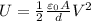 U = \frac{1}{2}\frac{\varepsilon _{0}A}{d}V^{2}