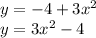 y=-4+3x^2\\y=3x^2-4