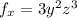 f_x=3y^2z^3
