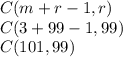 C(m+r-1,r)\\C(3+99-1,99)\\C(101,99)