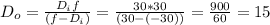 D_{o}= \frac{D_{i} f}{(f-D_{i})} = \frac{30*30}{(30 - (-30))} = \frac{900}{60}} = 15