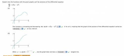 Explain why the functions with the given graphs can't be solutions of the differential equation dy d