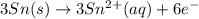 3Sn(s)\rightarrow 3Sn^{2+}(aq)+6e^-