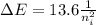 \Delta E=13.6\frac{1}{n_i^2}
