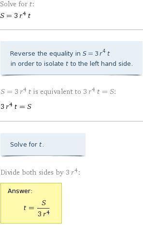 Solve for t s=3r^4t solve for t