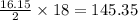 \frac{16.15}{2}\times 18=145.35