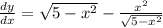 \frac{dy}{dx}=\sqrt{5-x^2}- \frac{x^2}{ \sqrt{5-x^2} }