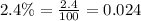 2.4\%=\frac{2.4}{100}=0.024