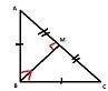 Right triangle abc is isosceles and point m is the midpoint oh the hypotenuse. what is true about tr