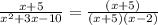 \frac{x+5}{ x^{2} +3x-10}= \frac{(x+5)}{(x+5)(x-2)}