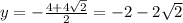 y=-\frac{4+4\sqrt{2}} {2}=-2-2\sqrt{2}
