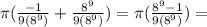 \pi (\frac{-1}{9(8^{9})}+\frac{8^9}{9(8^9)})=\pi (\frac{8^9-1}{9(8^{9})})=