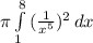 \pi \int\limits^8_1 {(\frac{1}{x^5})^2} \, dx