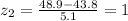 z_2=\frac{48.9-43.8}{5.1}=1