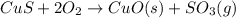CuS+2O_2\rightarrow CuO(s)+SO_3(g)