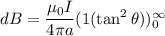 dB=\dfrac{\mu_{0}I}{4\pi a}(1(\tan^2\theta))_{0}^{\infty}
